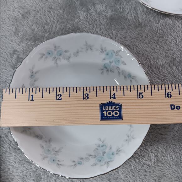 4 MIKASA Barbizon 5 1/2" Fruit Sauce Dessert Bowls Blue Flowers Gray Leaves - Picture 5 of 8